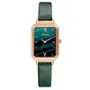 Wristwatches Women's Fashion Green Watches Simple Rectangle Ladies Quartz Drop 2022 Ulzzang Brand Leather ClockWristwatchesWristw