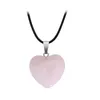 Natural Crystal Stone Pendant Necklace Hand Carved Creative Heart Shaped Gemstone Necklaces Fashion Accessory Gift With Chain 20MM 25MM
