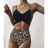 Bikini Swimsuit Women Push Up Set Sexy One Shoulder Beachwear Summer Leopard Bathing Suit High Waist Swimwear 220505