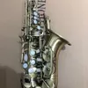 Rétro 875ex b-flat professionnel curvo saxofone soprano antigo escovado artesanato profundo esculpido saxofone instrumento musical