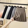 Lucyever Solid Color Pleated Skirts Women Fashion High Waist Preppy Style Mini Skirt Womens Korean Chic Street Aline Skirt XXL 220701