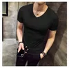 2021 New Men Summer Summer Sexy Trevable T Saly Solid Color V-Neck T Shirt Disual Short Sleeve Litness Tshirt بالإضافة إلى حجم 5XL G220512