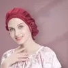 Bonnet/Crâne Casquettes Mûrier Soie Cheveux Bonnets Pour Femmes Bonnet De Couchage De Luxe Sommeil Réglable Noir Bonnet Soins De Beauté ChapeauxBeanie/Crâne