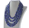 Kedjor Natural 4Row 19 "12mm Blue Lapis Lazuli Coin Necklace Czchains