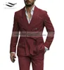 Men's Suits Blazers Mens Blazer luxery designerstyle Western Tailored Suit Lapel Belt Tuxedo Gentleman Texture Solid Color Unique Design Ca 220826