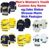 Michigan Wolverines College Hockey Tröjor Kvinnors Jake Slakare Jersey Johnny Strauss Mann Luke Martin Pastujov Griffin Luce Custom Stitched