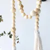 Decorative Objects & Figurines Modern Farmhouse Beads Wall Hanging Rustic Country Wood Bead Garland WithTassels Boho Home Decor Christmas Ro