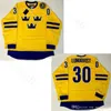 MThr Coppa del Mondo Svezia Maglie da hockey Ice College Team Giallo 30 Henrik Lundqvist Maglia da uomo per gli appassionati di sport Ricamo e cucito traspiranti