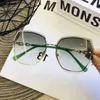 Solglasögon högkvalitativa båglösa fyrkantiga damer 2022 Solglasögon Vintage nyanser Kvinnliga Dam Rosa Glasögon