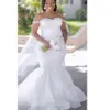2023 robes de mariée sirène dentelle Appliqued magnifiques robes de mariée bretelles chérie cou à lacets robe de mariée sur mesure