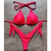 Vikinii Rose Red Biquinis Kvinnliga baddräkter Sexiga Push Up badkläder Kvinnor Bikinis Halter Beachwear Bathers Bathing Suits 220621