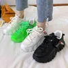 New Women Sneakers Breathable Mesh Casual Shoes Fashion Green Lace Up Women Vulcanized Shoes Platform Thick Gym Shoe Size42 G220629