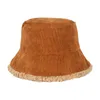 Berets Cord Reversible Eimer Hut Winter Lamm Wolle Hüte Für Frauen Männer Panama Angeln Kappe Flache Top Fischer Mode HutBerets