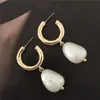 Bengelen kroonluchter cirkel oorbellen vintage hoge imitatie barokke parel gold earclip dames gouden punk sieraden groothandelrijkhoek molen2222