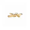 Nuovo anello annodato a T femminile in argento sterling placcato oro 18 carati con corda attorcigliata stile dritto AA220420