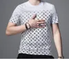 A115 Slim ummer 2022 nouveau demi-manches impression perceuse à chaud personnalité tendance Ins col rond hommes T-shirt noir