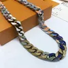 Top Designer Chains Necklace Luxury Jewelry Design Diamond Titanium steel Engrave Colored Enamel Thick Chain Links Patches Bracelet 70