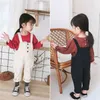 Korean style Autumn fashion button overalls for baby girls infant kids children cotton solid color jumpsuits bib pants 210708