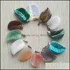 Charmos formato de folha esculpida diversos pingentes de cristal de pedra natural para acessórios de colar jóias fazendo entrega de gota 2021 yydhome dhq2a