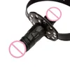 Double Ended Dildo Silicone Penis Gag Mouth Plug Leather Harness Head Strap On Bondage Erotic Lesbian Fetish Strapon Toy