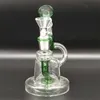 6.5 "Clear Green Glass Bong Water Pipes Recycler 14mm Bowl Rökning Bubbler