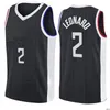 Maglia Leonard nera Kawhi 2 Paul 13 George Maglia da basket uomo Loghi ricamati di alta qualità