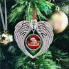 Kerstdecoratie Sublimatie Spaties en angel vleugels vorm hangend hete overdracht printen Xmas Diy Consumables Supplies C0801