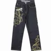 Mens Jeans Top Limited Loose Hip Hop Men Printed Mäns Klänning Casual Denim Trousers Bomull Mönster Harem Byxor 220328