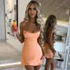 Spaghetti Straps Mini Satin Dress for Women Summer Backless Low Cut Bandage Sexy Cami Dresse's Party Club Wear Sundresses 220423