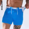 Braços de natação de homens de verão Heavywood masculino Rápido Secagem Swim Shorts Nyon Drawstring Bolsos Forro Alongamento Trimestre Calças de Beach 220425