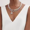 Collana di perle con catena in argento di alta qualità di design multistrato stile lungo versatile accessori moda per uomo e donna291v