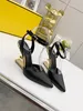 Marchio di pompe di design di lusso Pompe da donna sandalo pantofola tacco alto Sandali con tacco in visone con tacco alto tacco scolpito color oro TAGLIA 35-30