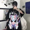 Women Gothic Anime T Shirt Graphic Bear Tshirt Short Sleeve Korean Pastel Goth Kawaii Clothes Grunge Tops Tee Shirt Femme 220408
