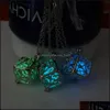 Pendant Necklaces Tree Of Life Dark Luminous Beautifly Sier Color Chain Necklace Glowing In Neckla Baby Dhqm7