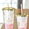 1pc Pink Pineapple Tazze da caffè BPA Free Bottiglia d'acqua in plastica Tazza da viaggio Tazza portatile per tè e latte Tazza con cannuccia Bicchieri 20220608 D3