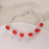 Brins de perles à la mode Simple dames rouge cristal couleur argent perles de verre à la main brin bracelets pour femme fête bijoux cadeau Fawn22