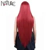 Nature Long Natural Straight Cosplay Fire Red Wigs with Bangs Party Lolita暑さ耐性合成ウィッグ女性22062259452558200347