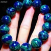 16mm Natural Green Malachite Azurite Power Blue Bracelet Round Beads Woman Men Azurite Bracelet Genuine AAAAAA