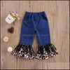 Jeans bebês roupas roupas bebês maternidade meninas leopardo crianças borlas de jeans de jeans bot cut dhmzw