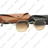 Kvinnor Mens Solglasögon Fashion Octagonal solglasögon Flat Metal Sun Glasses UV Protection Lenses With Leather Case och QR Code253E