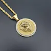 Pendant Necklaces Micro Paved CZ Stone Iced Out Bling Lion Necklace 316L Stainless Steel Men Hip Hop Rock Jewelry With 24" Gold ChainPe