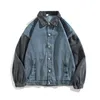 Herrjackor lapptäcke denim jacka män lösa fall vinter casual retro trend cowboy rockar långärmad trendig ytterkläder