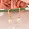 Boucles d'oreilles créoles pendantes élégantes en or 18 carats pour femme de 10 mm