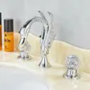 Bathroom Sink Faucets Crystal Handle Swan Basin Faucet Cold Mixer Torneira Taps Deck Mounted2507