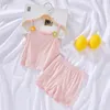 Kleidungssets Sommer 2PCS Geborenes Baby Mädchen Kleidung Gestrickte Weste Crop Tops Shorts Hosen Outfit Top Outfits Geripptes OutfitKleidung