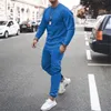 Sportswear Sumer Men s Set Solid Color Tracksuit Sports Suits Male Sweatsuit Long Sleeves T shirt Pants Printing 2 pc sets 220620