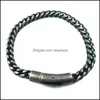Link Chain Bracelets Jewelry Cubic Stainless Steel Bracelet Cuban Box Black Wrist Link Snap Clasp For Men Drop Delivery 2021 Tiqwm