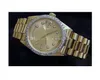 럭셔리 패션 시계 최고 품질 18K 옐로우 골드 다이아몬드 다이얼 베젤 18038 시계 자동 남성용 시계 여자 손목 시계