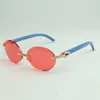 Medium diamonds sunglasses 8100903 with blue natural wood legs and 56mm oval lens