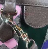 مصمم حقيبة يد الكلاسيكية حمل المرأة البني حقيبة crossbody الأحمر الأخضر الشريط المرقعة حقائب الكتف قماش جلدية سستة تعديل حزام أعلى جودة حقائب اليد محفظة